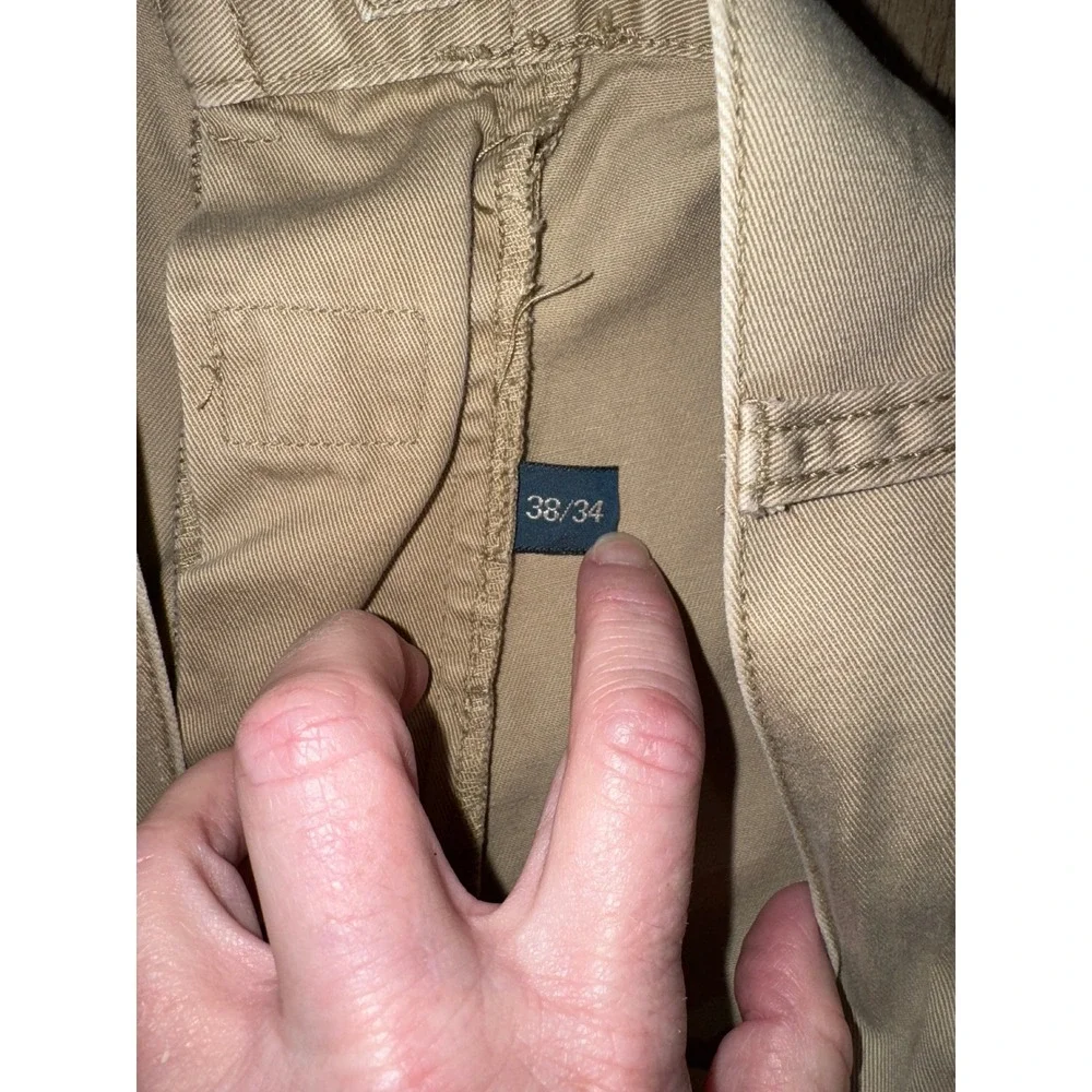 Mens Ralph Lauren Straight Leg Chino Pants Tan Classic Fit Cotton Casual‎ 38x34